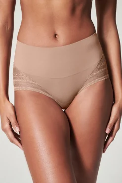 Spanx Roupa Interior-Cuecas invisíveis de cintura alta com renda geométrica cru