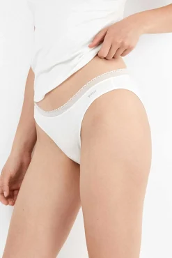 Gisela Roupa Interior-Cuequinha básica com galão de renda branco