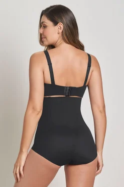 Leonisa Roupa Interior-Cuequinha cinta de cintura alta com controle moderado no abdômen e costas preto