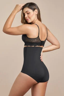Leonisa Roupa Interior-Cuequinha cinta de cintura alta com controle moderado no abdômen e costas preto