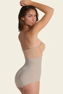 Leonisa Roupa Interior-Cuequinha cinta de cintura alta com controle moderado no abdômen e costas bege