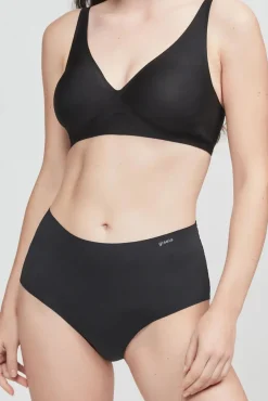 Gisela Roupa Interior-Cuequinha de cintura alta cortada a laser preto