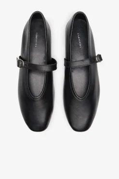 Cortefiel Sabrinas|Calçado De Couro-Dançarina tira pele Preto