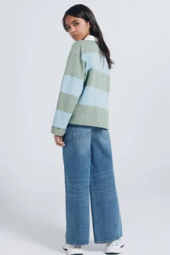 Springfield Kids Calças-denim jeans culotte para meninas azul