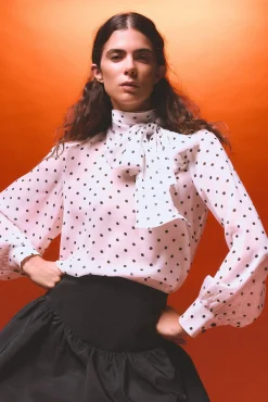 Pedro del Hierro Blusas-Desfile de blusas de bolinhas Marfim