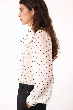 Pedro del Hierro Blusas-Desfile de blusas de bolinhas Marfim