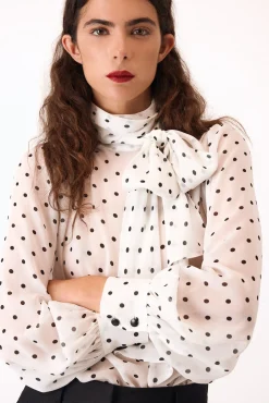 Pedro del Hierro Blusas-Desfile de blusas de bolinhas Marfim