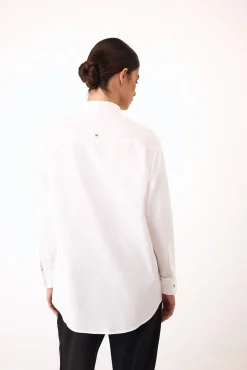 Pedro del Hierro Blusas-Desfile de camisas simples Branco