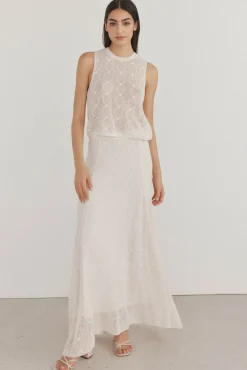 Pedro del Hierro Saias-Desfile de saia de malha estruturada malha Branco