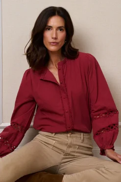 Polín Et Moi Blusas-Detalhes da blusa Adela Vermelho