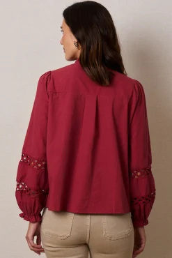 Polín Et Moi Blusas-Detalhes da blusa Adela Vermelho