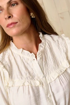 Polín Et Moi Blusas-Detalhes da camisa Sirela Ecru