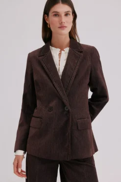 Hoss Intropia Blazers-Esther. Blazer de veludo cotelê Castanho