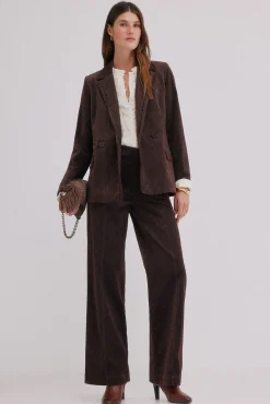 Hoss Intropia Blazers-Esther. Blazer de veludo cotelê Castanho