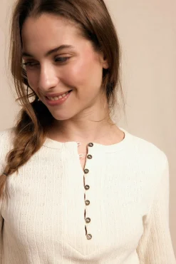 Slowlove Blusas-Estrutura do padeiro superior Ecru