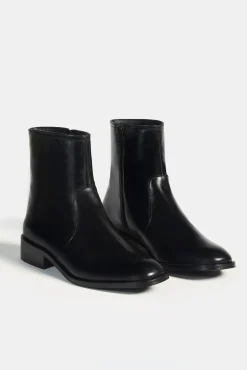 Bryan Stepwise Saltos|Calçado De Couro-Fara Botim Preto