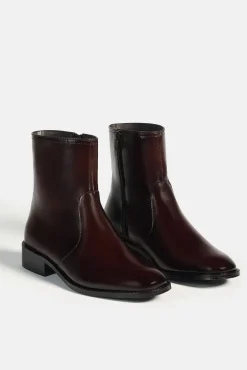 Bryan Stepwise Saltos|Calçado De Couro-Fara Botim Castanho