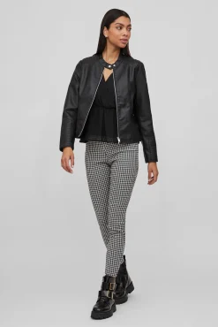 Vila Sobretudos-Faux leather biker jacket Preto