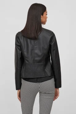 Vila Sobretudos-Faux leather biker jacket Preto