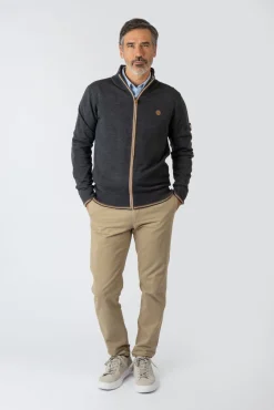 Privata Camisolas-Fecho-Éclair básico com gola e zíper Cinzento