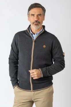 Privata Camisolas-Fecho-Éclair básico com gola e zíper Cinzento