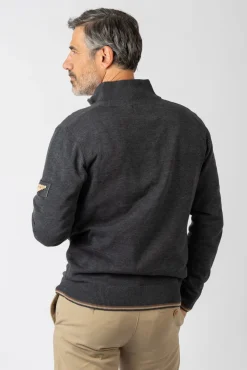 Privata Camisolas-Fecho-Éclair básico com gola e zíper Cinzento