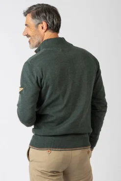 Privata Camisolas-Fecho-Éclair básico com gola e zíper Verde