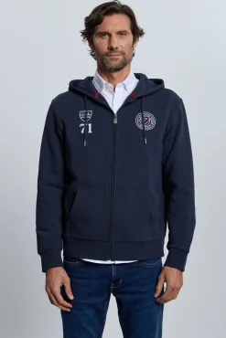 Valecuatro Sweatshirts-Fecho-Éclair com sweatshirt e escudo marinho Azul