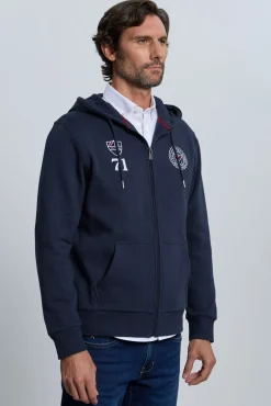 Valecuatro Sweatshirts-Fecho-Éclair com sweatshirt e escudo marinho Azul