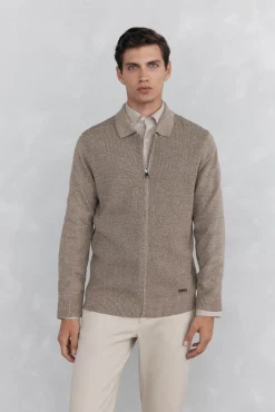 Pedro del Hierro Camisolas-Fecho-éclair com zíper torcido Beige