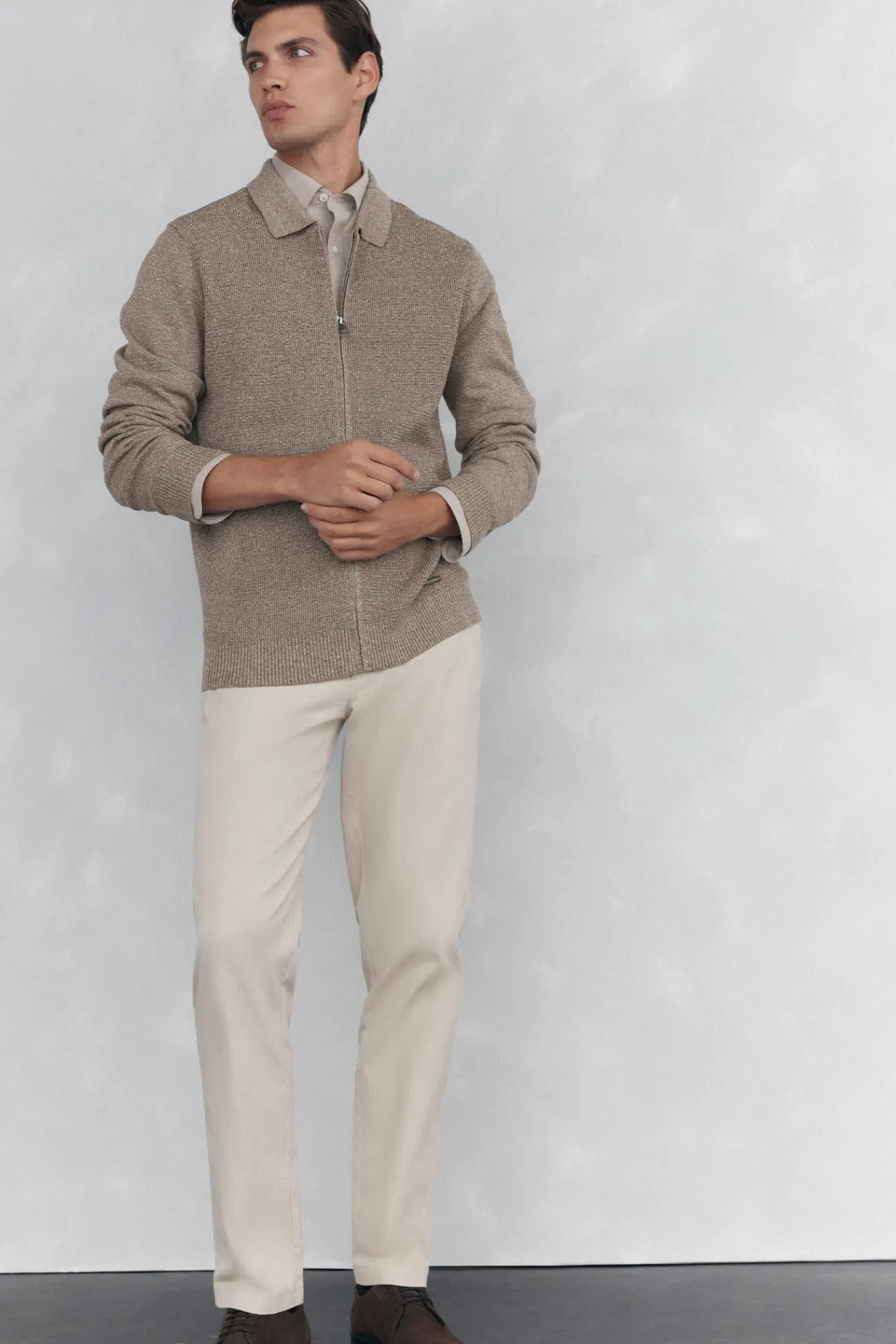 Pedro del Hierro Camisolas-Fecho-éclair com zíper torcido Beige