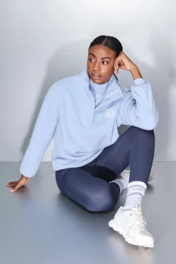 Dash and Stars Sweatshirts-Fecho-Éclair de lã bebê com polar azul