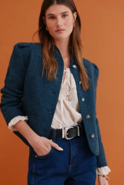 Hoss Intropia Casacos-Fernanda. Sobretudo estilo austríaco Azul