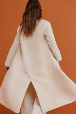 Hoss Intropia Casacos-Fiamma. Sobretudo com gola de lapela Ecru