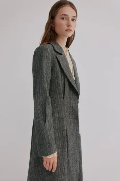 Hoss Intropia Casacos-Fiona. Sobretudo riscas Cinzento