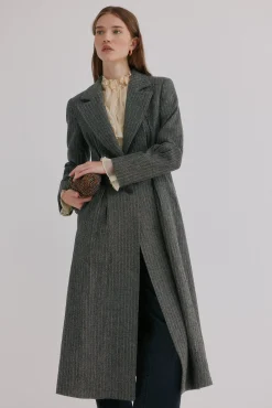 Hoss Intropia Casacos-Fiona. Sobretudo riscas Cinzento