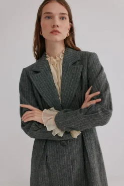 Hoss Intropia Casacos-Fiona. Sobretudo riscas Cinzento