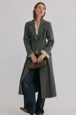 Hoss Intropia Casacos-Fiona. Sobretudo riscas Cinzento