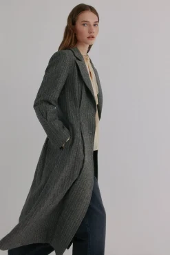 Hoss Intropia Casacos-Fiona. Sobretudo riscas Cinzento