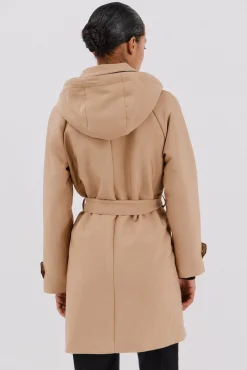 Cortefiel Gabardines|Casacos-Gabardina acetinada capuz desmontável Tostado