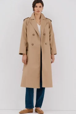 Cortefiel Gabardines|Casacos-Gabardina comprida Tostado