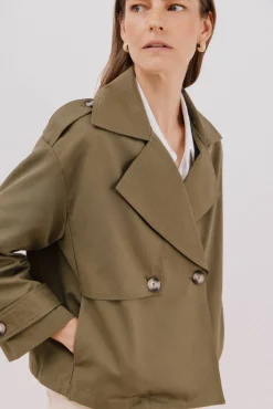 Cortefiel Gabardines|Casacos-Gabardina curta Verde