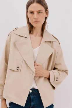 Cortefiel Gabardines|Casacos-Gabardina curta Castanho