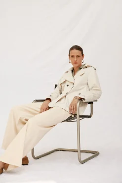 Cortefiel Gabardines|Casacos-Gabardina curta com véu Castanho