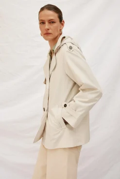 Cortefiel Gabardines|Casacos-Gabardina curta com véu Castanho