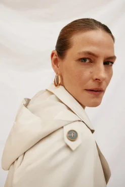 Cortefiel Gabardines|Casacos-Gabardina curta com véu Castanho