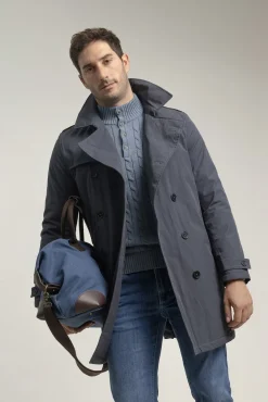 PuroEGO Sobretudos-Gabardina impermeável Azul