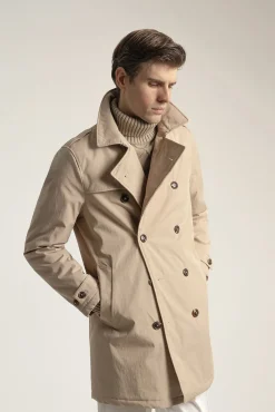 PuroEGO Sobretudos-Gabardina impermeável Castanho