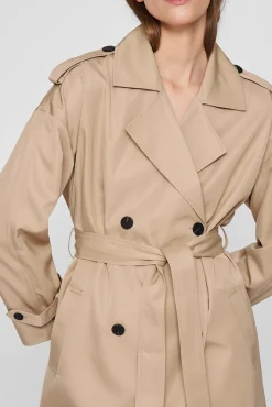 Vila Gabardines|Sobretudos-Gabardina longo com nós Tostado