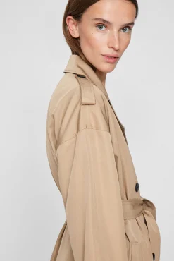 Vila Gabardines|Sobretudos-Gabardina longo com nós Tostado